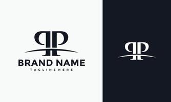 monogram brief pp gebogen lijn logo vector