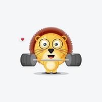 schattige leeuw gym fitness vector