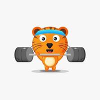 schattige tijger gym fitness vector