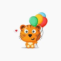 schattige tijger met ballonnen vector