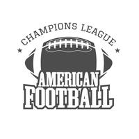 American football kampioenen league badge, logo, label, insignes in retro kleurstijl. Grafisch vintage ontwerp voor t-shirt, web. Zwart-wit afdrukken geïsoleerd op een donkere achtergrond. Vector