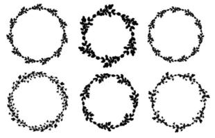 wilgenkrans set. ronde bloemenkrans. rond frame zwart silhouet. vector vlakke afbeelding. ontwerp voor pasen, bruiloften, uitnodigingen, afdrukken. vector illustratie