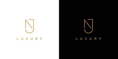 luxe en modern nj logo ontwerp vector