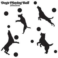 honden spelen bal silhouet vector illustratie.