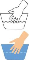 hand- het wassen van kleren lijn icoon. logo voor wasserij of droog schoonmaak onderhoud. hand- het wassen lijn en glyph teken. vlak stijl. vector