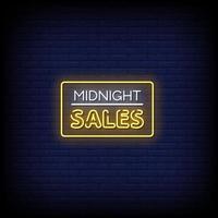 middernacht verkoop neonreclames stijl tekst vector