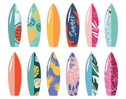 kleurrijk verzameling van surfplanken. vector illustratie. vector illustratie voor insigne, logo, afdrukken, insigne, kaart, omslag, tas, geval, uitnodiging, embleem, etiket
