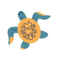 vector illustratie van een schattig vlak zee schildpad. oceaan leven