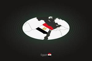 Egypte kaart in donker kleur, ovaal kaart met naburig landen. vector