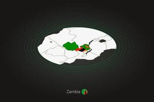 Zambia kaart in donker kleur, ovaal kaart met naburig landen. vector