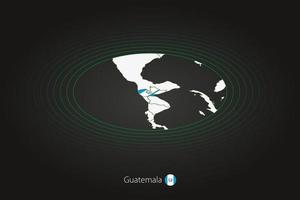 Guatemala kaart in donker kleur, ovaal kaart met naburig landen. vector