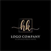 eerste hk vrouwelijk logo collecties sjabloon. handschrift logo van eerste handtekening, bruiloft, mode, juwelen, boetiek, bloemen en botanisch met creatief sjabloon voor ieder bedrijf of bedrijf. vector