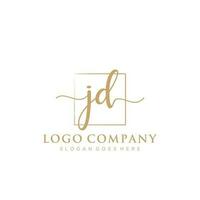 eerste jd vrouwelijk logo collecties sjabloon. handschrift logo van eerste handtekening, bruiloft, mode, juwelen, boetiek, bloemen en botanisch met creatief sjabloon voor ieder bedrijf of bedrijf. vector