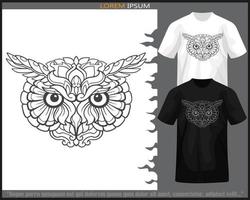 uil hoofd mandala kunsten geïsoleerd Aan zwart en wit t shirt. vector