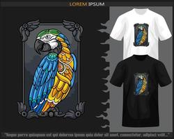 kleurrijk ara vogel mandala kunsten geïsoleerd Aan zwart en wit t shirt. vector