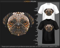 kleurrijk mopshond hond hoofd mandala kunsten geïsoleerd Aan zwart en wit t shirt. vector