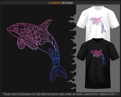 helling kleurrijk moordenaar walvis mandala kunsten geïsoleerd Aan zwart en wit t shirt. vector