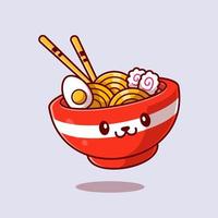 schattig ramen noodle tekenfilm vector icoon illustratie. voedsel icoon concept geïsoleerd premie vector. vlak tekenfilm stijl