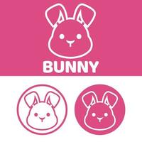 schattig kawaii hoofd konijn konijn mascotte tekenfilm logo ontwerp icoon illustratie karakter vector kunst. voor elke categorie van bedrijf, bedrijf, merk Leuk vinden huisdier winkel, Product, label, team, insigne, etiket