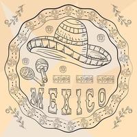 contour illustratie circulaire ornament sticker met schedels Mexicaans thema voor decoratie ontwerp vector