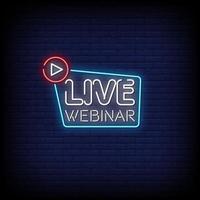 live webinar neonreclames stijl tekst vector