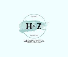 eerste hz brief schoonheid vector eerste logo, handschrift logo van eerste handtekening, bruiloft, mode, juwelen, boetiek, bloemen en botanisch met creatief sjabloon voor ieder bedrijf of bedrijf.