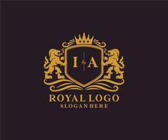 eerste IA brief leeuw Koninklijk luxe logo sjabloon in vector kunst voor restaurant, royalty, boetiek, cafe, hotel, heraldisch, sieraden, mode en andere vector illustratie.