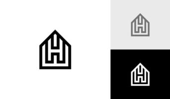 brief wie? of hw monogram met huis vorm logo ontwerp vector