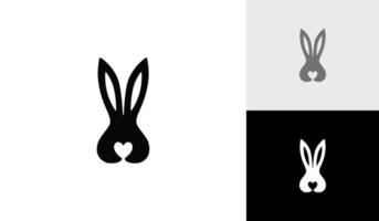 konijn met liefde symbool logo ontwerp vector