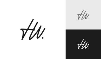 handgeschreven of handtekening brief hw logo ontwerp vector