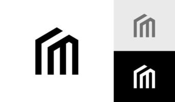 brief rm eerste monogram met huis vorm logo ontwerp vector