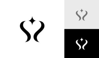brief ss monogram met vonk symbool logo ontwerp vector