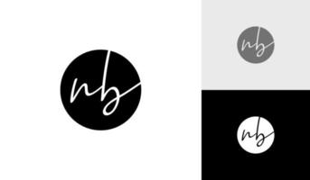 handgeschreven of handtekening brief nb logo ontwerp vector