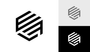 brief elf eerste zeshoek monogram logo ontwerp vector