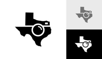 Texas kaart met camera logo ontwerp vector