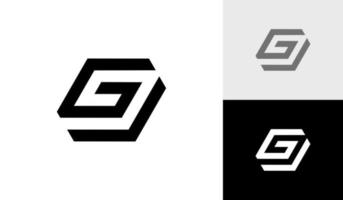 brief gj eerste zeshoek monogram logo ontwerp vector