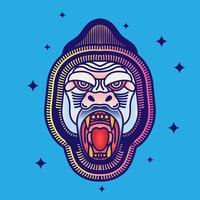 Retro Hipster Kingkong hoofd oude school tatoeage illustratie vector