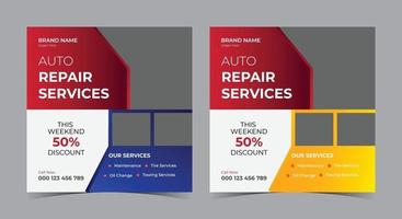 autoreparatieservices sociale mediapost en flyer vector