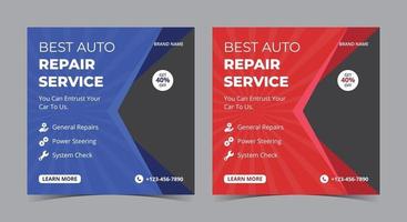 autoreparatieservices sociale mediapost en flyer vector