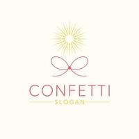 confetti vector logo ontwerp. boog en vuurwerk vlak logo.