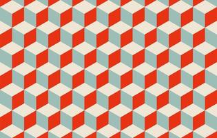3d rood en blauw kubus patroon vector achtergrond. isometrische kubiek blokken structuur.