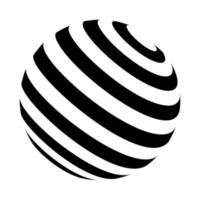 3d zwart en wit wereldbol spiraal logo vector. gestreept lijnen gebied. vector
