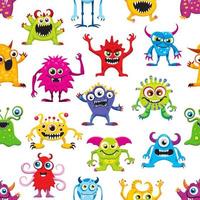 tekenfilm monsters patroon, grappig mutant schepsels vector