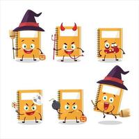 halloween uitdrukking emoticons met tekenfilm karakter van oranje studie boek vector
