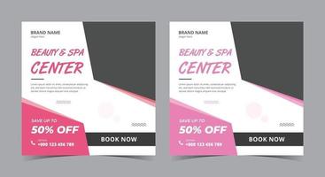 beauty en spa center poster, spa social media post en flyer vector