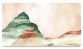 berg landschap waterverf schilderen. natuurlijk abstract landschap achtergrond. met bergen, heuvels, horizon. vector illustratie