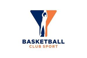 eerste brief y basketbal logo icoon. mand bal logotype symbool. vector