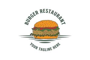 wijnoogst retro klassiek hamburger postzegel etiket voor restaurant logo ontwerp vector