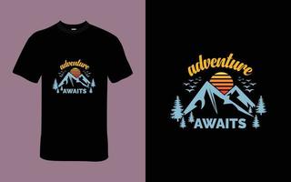 avontuur wacht met deze inspirerend t-shirt ontwerp vector