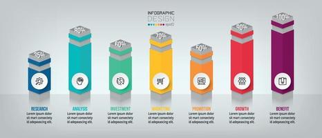 bedrijfsconcept infographic sjabloon met percentage optie. vector